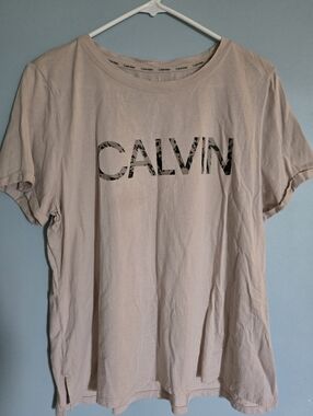 Calvin Klein Light Beige Short Sleeve Logo Tee
